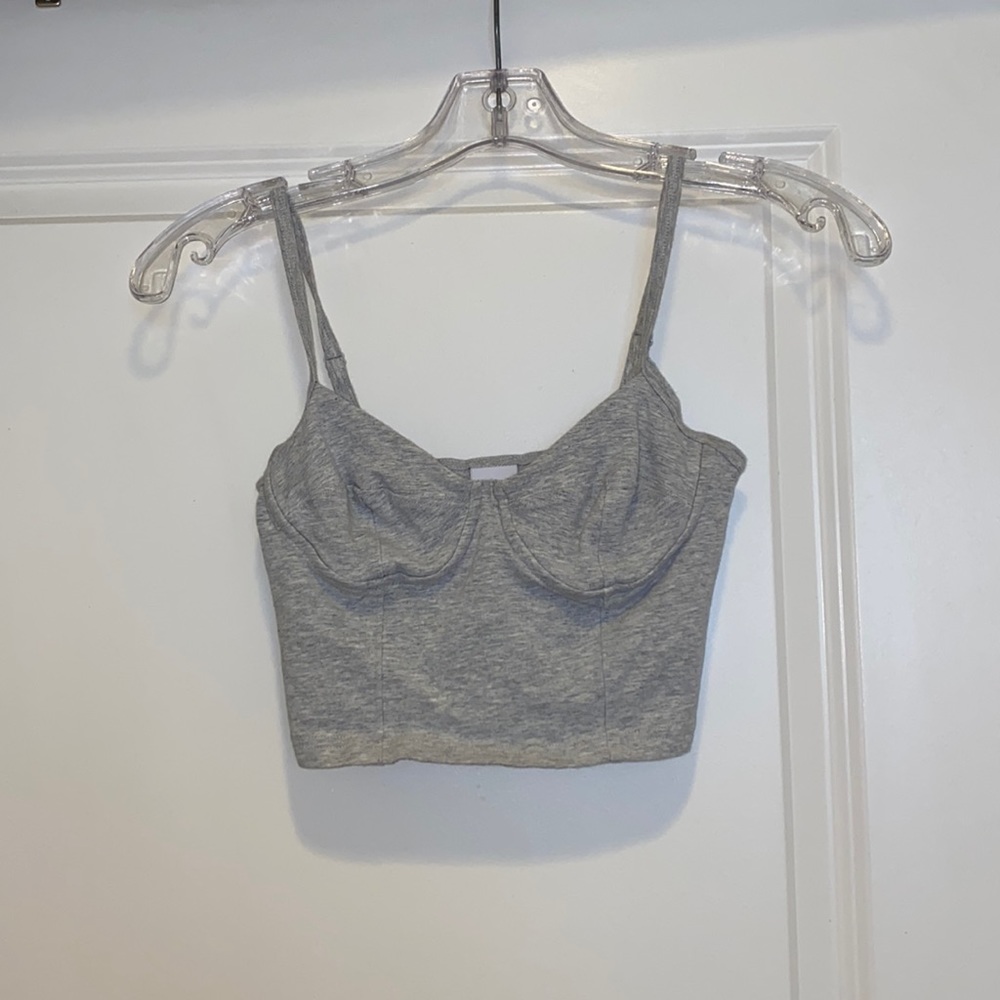 Grey corset-style top